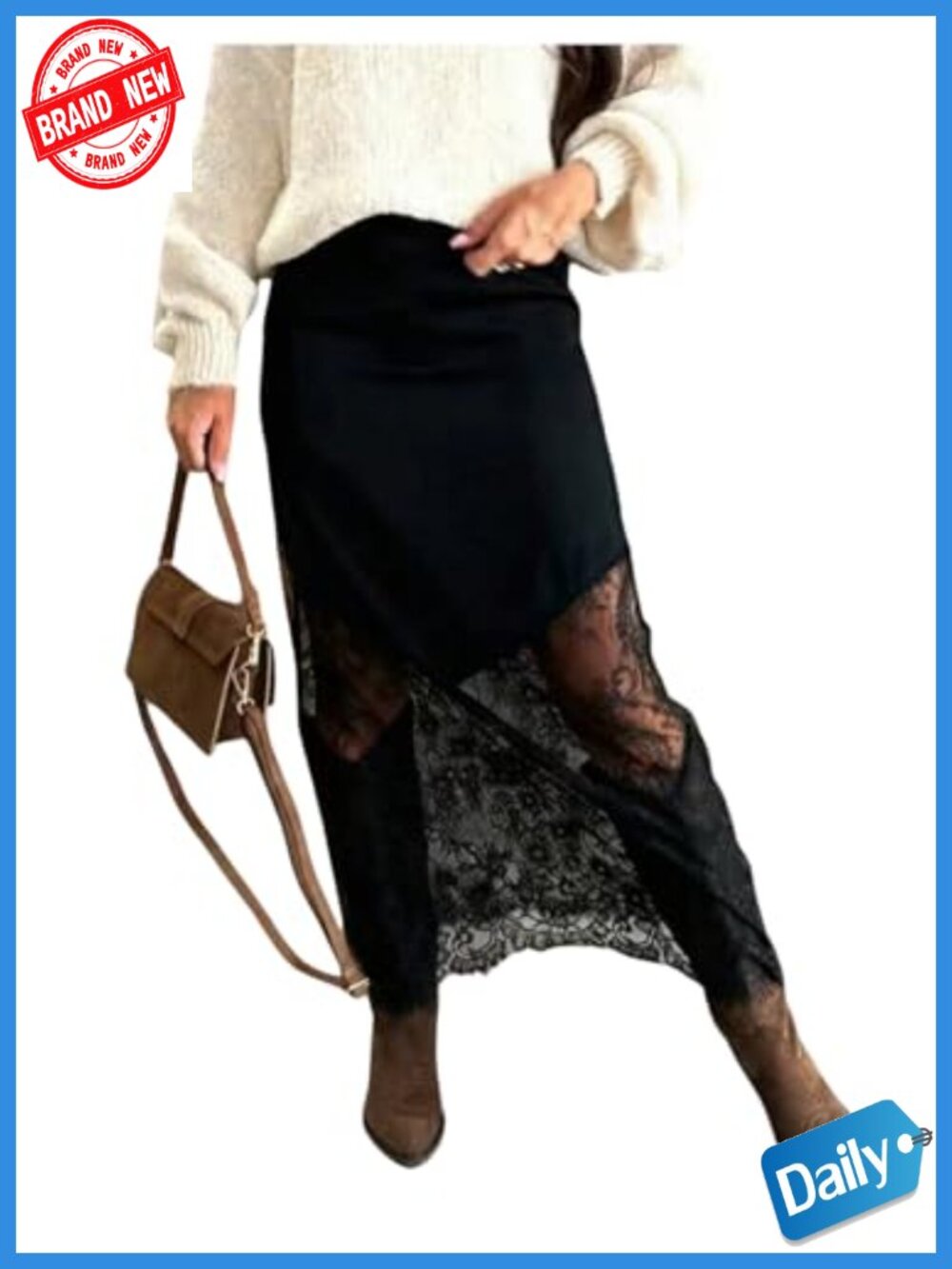 High Waisted Lace Patchwork Long Skirt Western Concert Outfit